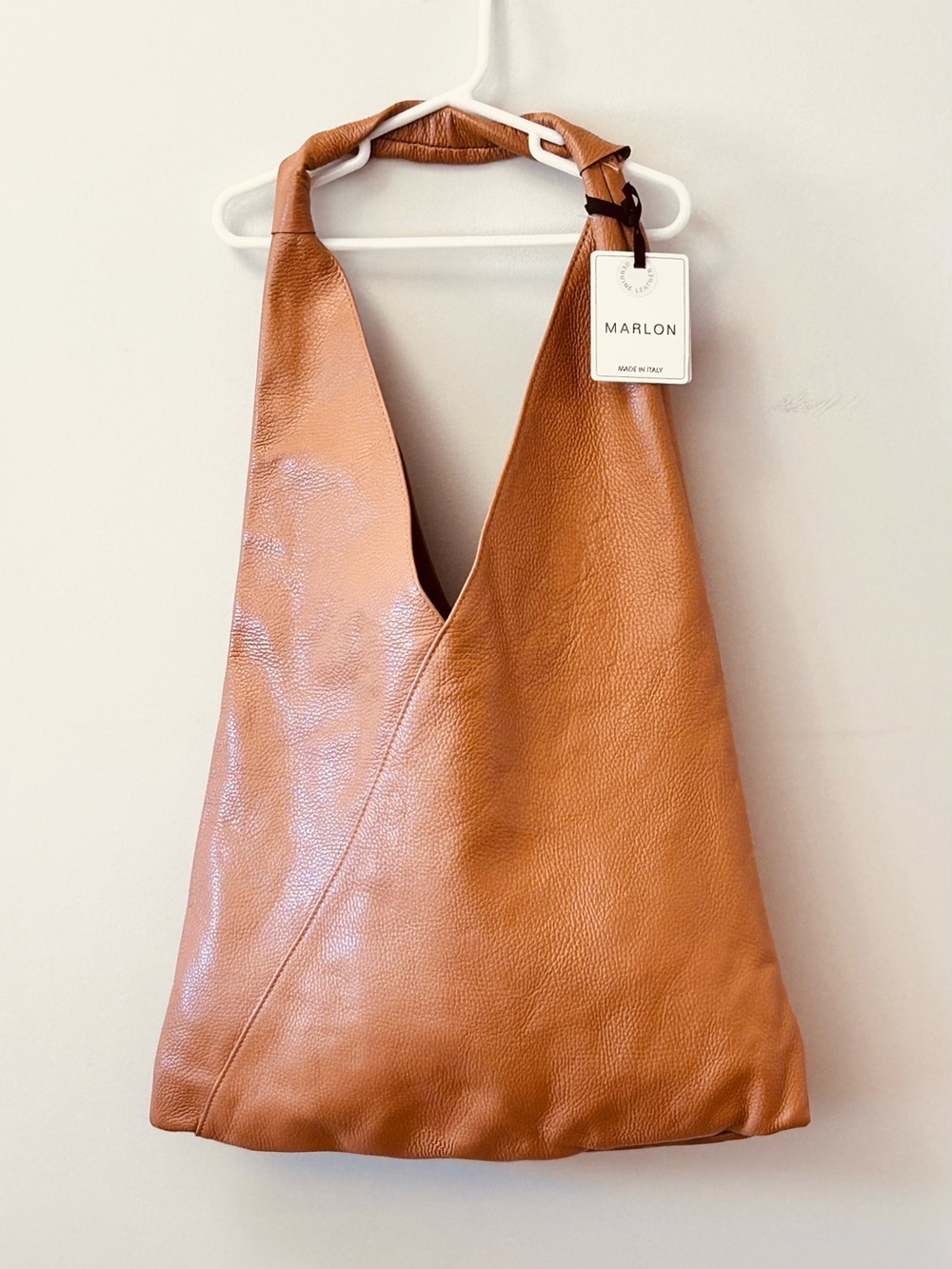 Marlon Giselle Leather Bag Slouchy Hobo Raw Suede Interior Made in Italy NEW